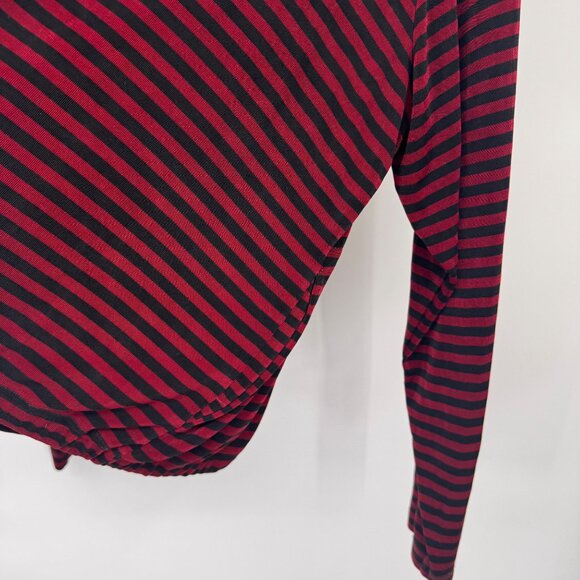 Chicos 3 Travelers Red Black Striped Zip-Up Long Sleeve jacket Top Size XL knit - Picture 10 of 13